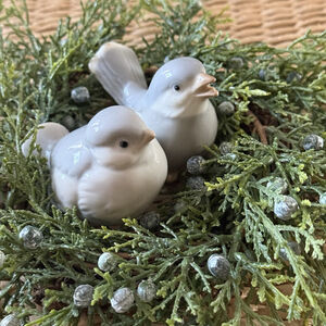 Vintage Otagiri Charming Birds Set of 2 Gray & White Porcelain Figures